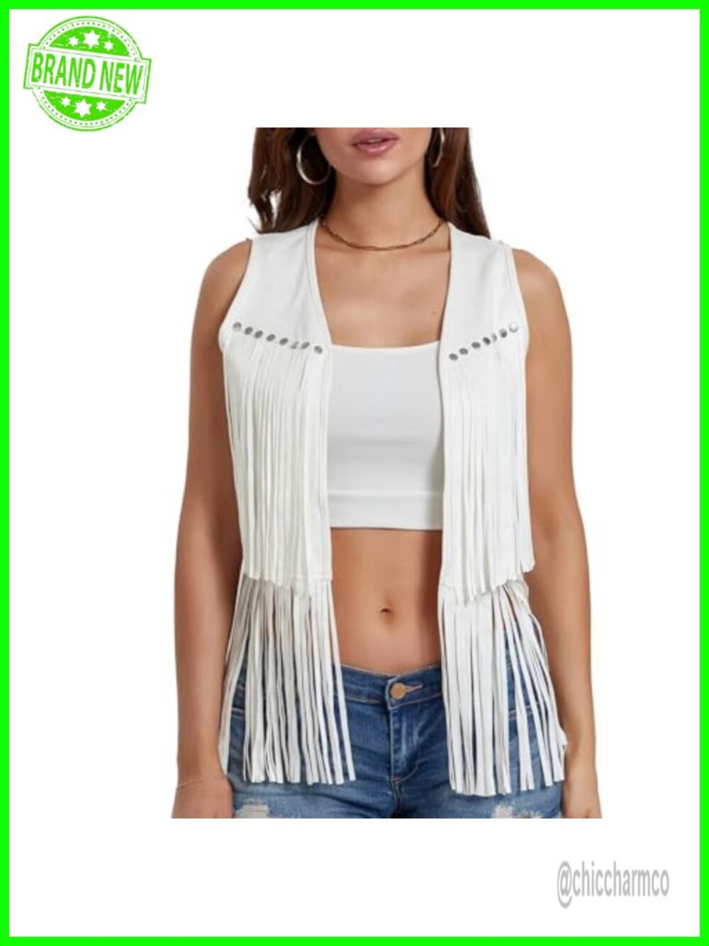 Fringe Vest Sleeveless Open Front Cropped Tassel Hippie Cardigan